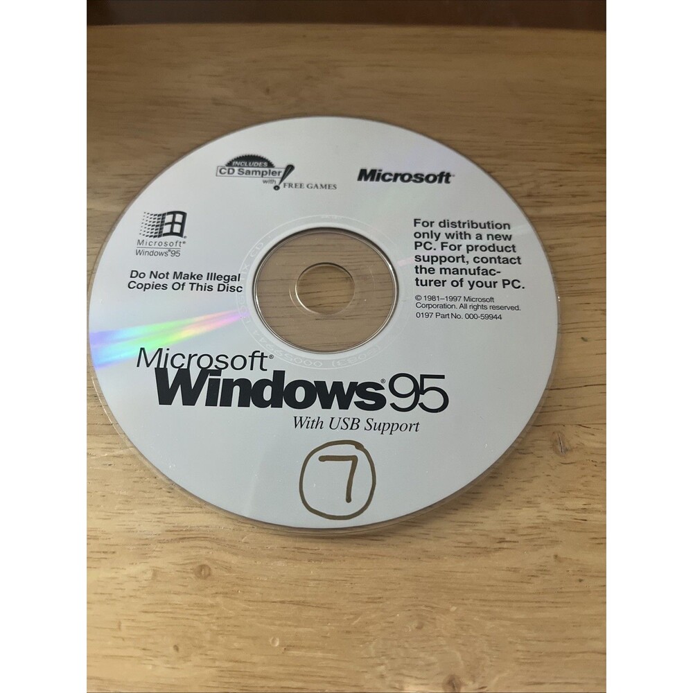 Microsoft Windows 95 Installation CD-ROM With USB Support no product key